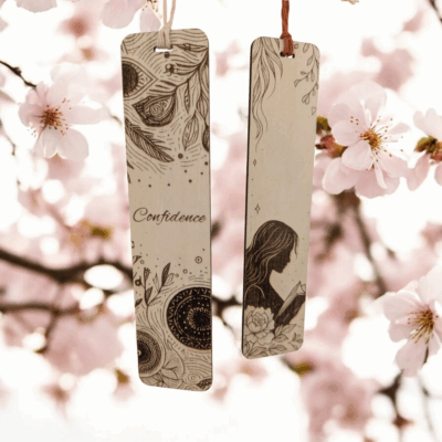 Marque-Pages en Bois Gravé, Lot de 2,