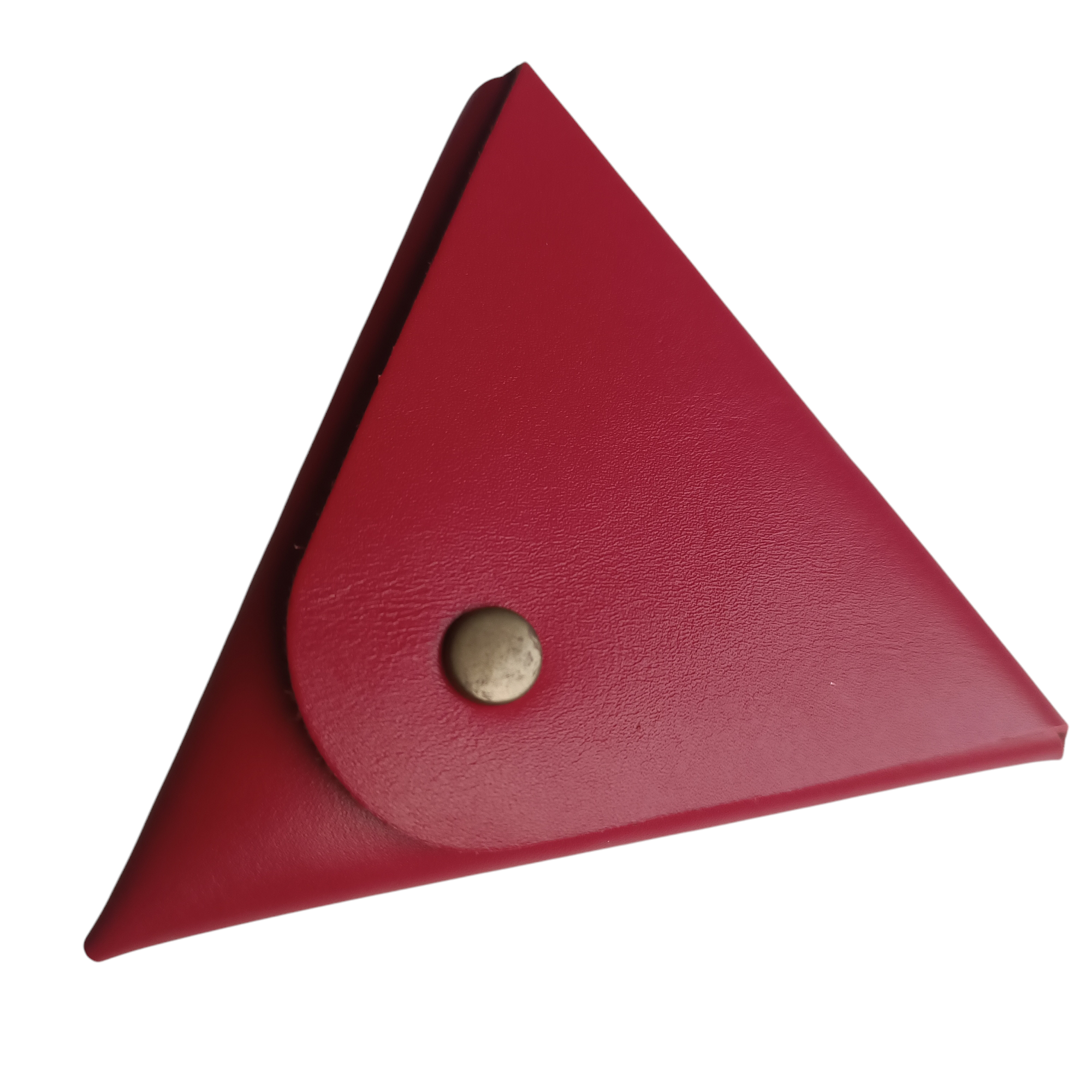 porte monnaie triangle en cuir — fait main (boutons métal vieilli)