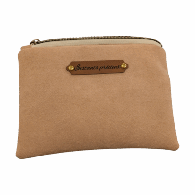 pochette suédine 18×13 cm — doublure gaze de cotton
