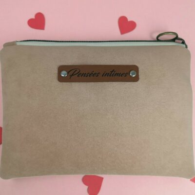 pochette suédine 18×13 cm — doublure gaze de cotton